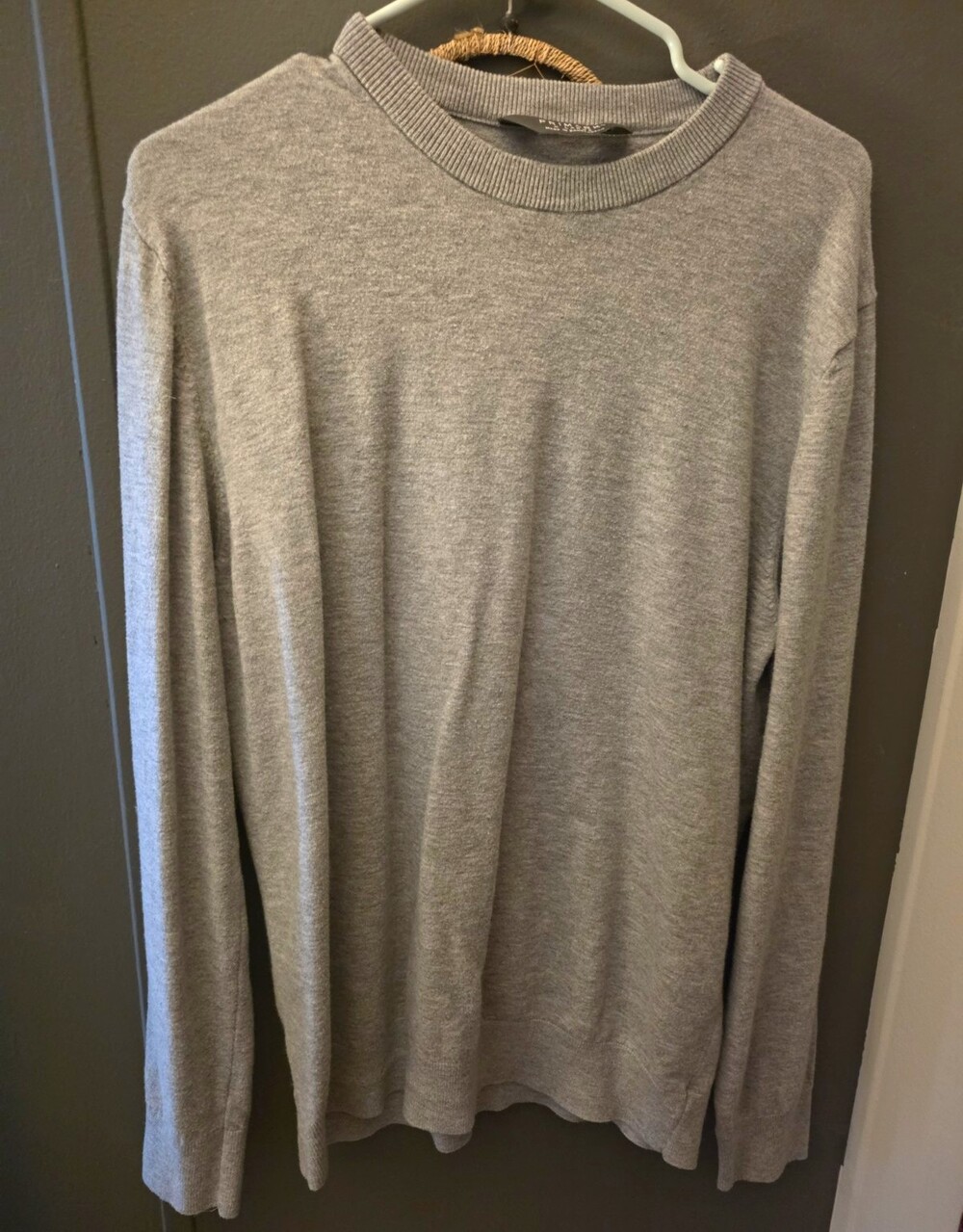 Primark Men's Gray Solid Knit Crew Neck Pullover Sweater Long Sleeve XL
